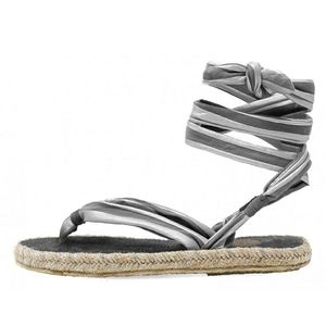 NEW Nalho Womem 9.5 Yoga Mat Sandals Gladiator Ankle Wrap Gold Tan Flat Comfort